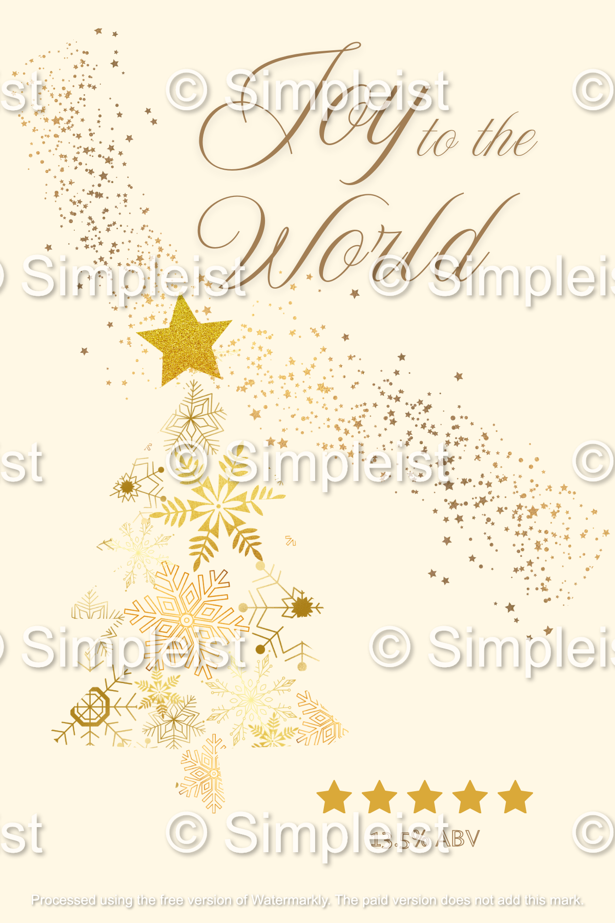 Customizable Golden Snowflake Christmas Tree Sticker Label 4"x6" | Digital Canva Template. Design