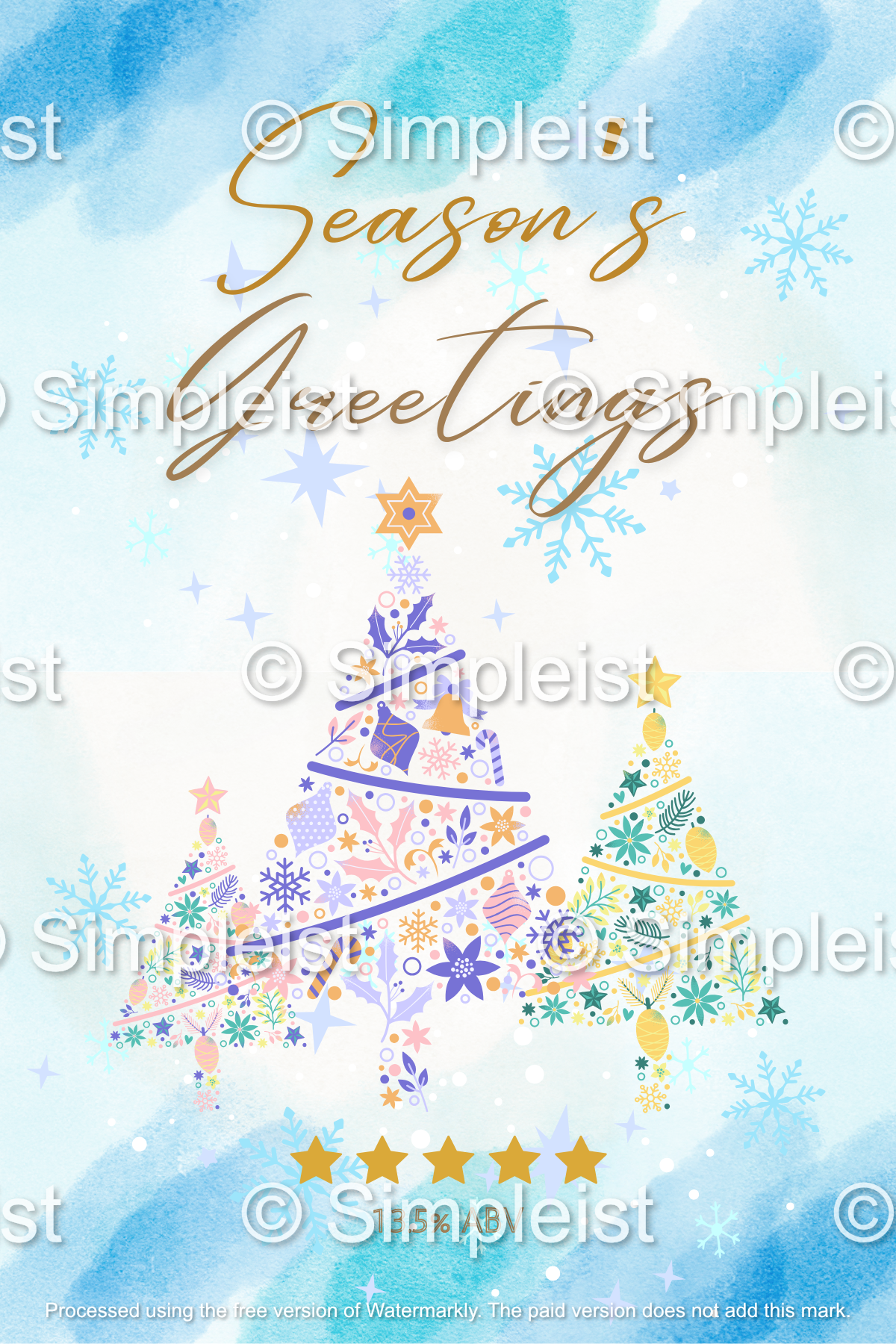 Customizable Pastel Christmas Trees Watercolor Sticker Label 4"x6" | Digital Canva Template. Design