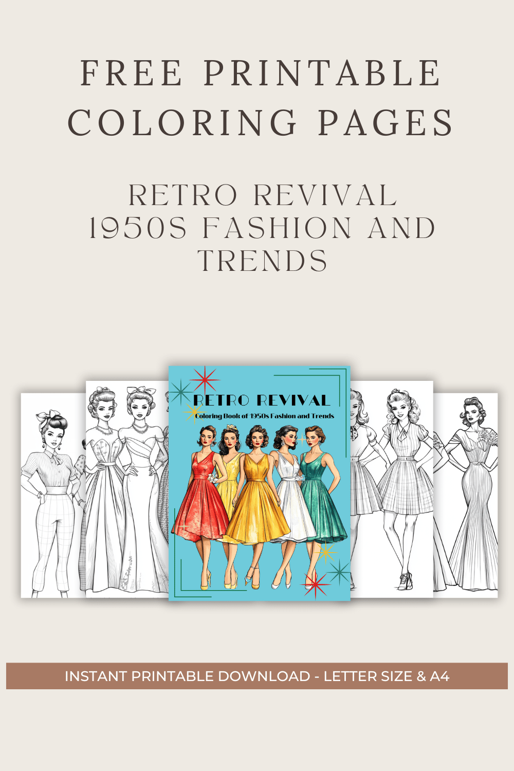 Free Printable Coloring Pages: 1950s Fashion and Trends