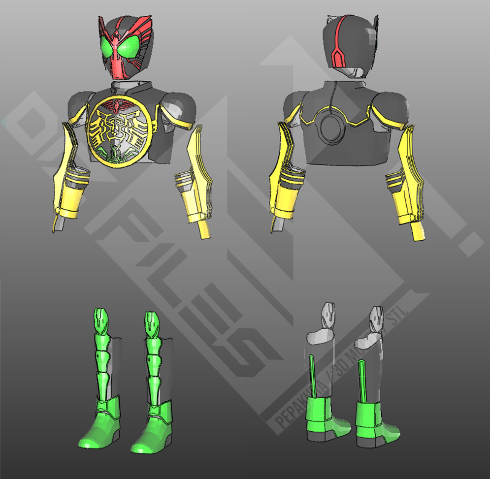 Kamen Rider OOO pepakura foam template cosplay pattern