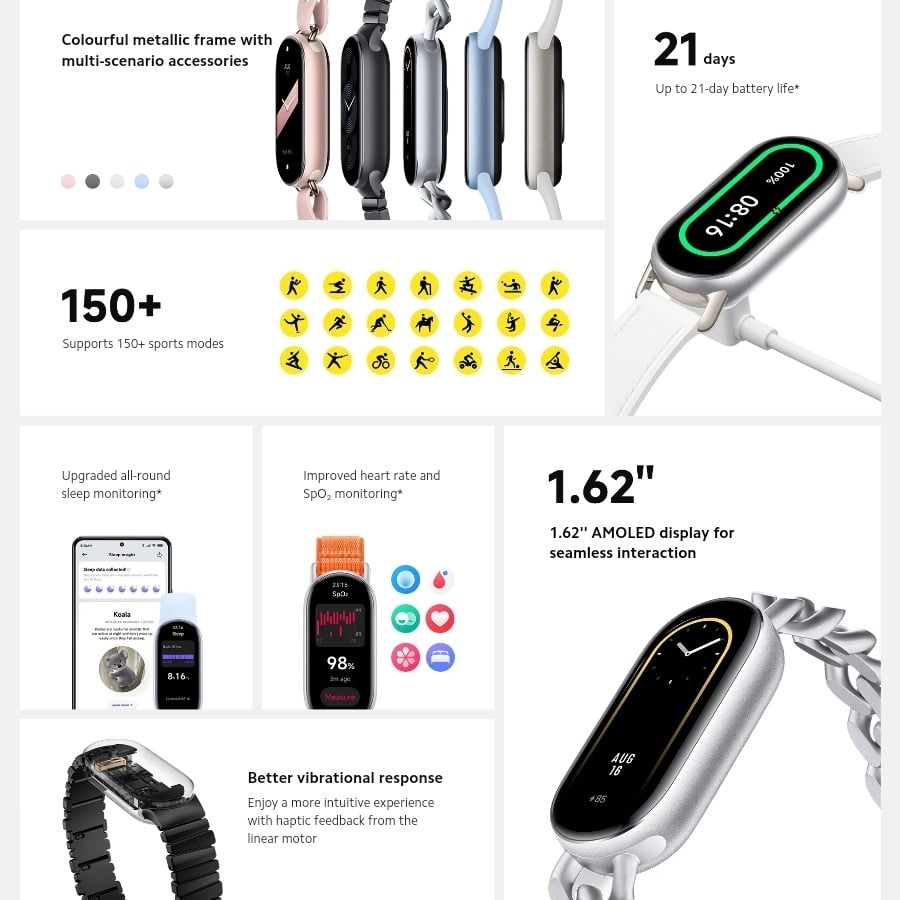 Xiaomi Smart Band 9 Amoled display Metal frame Fitness Tracker
