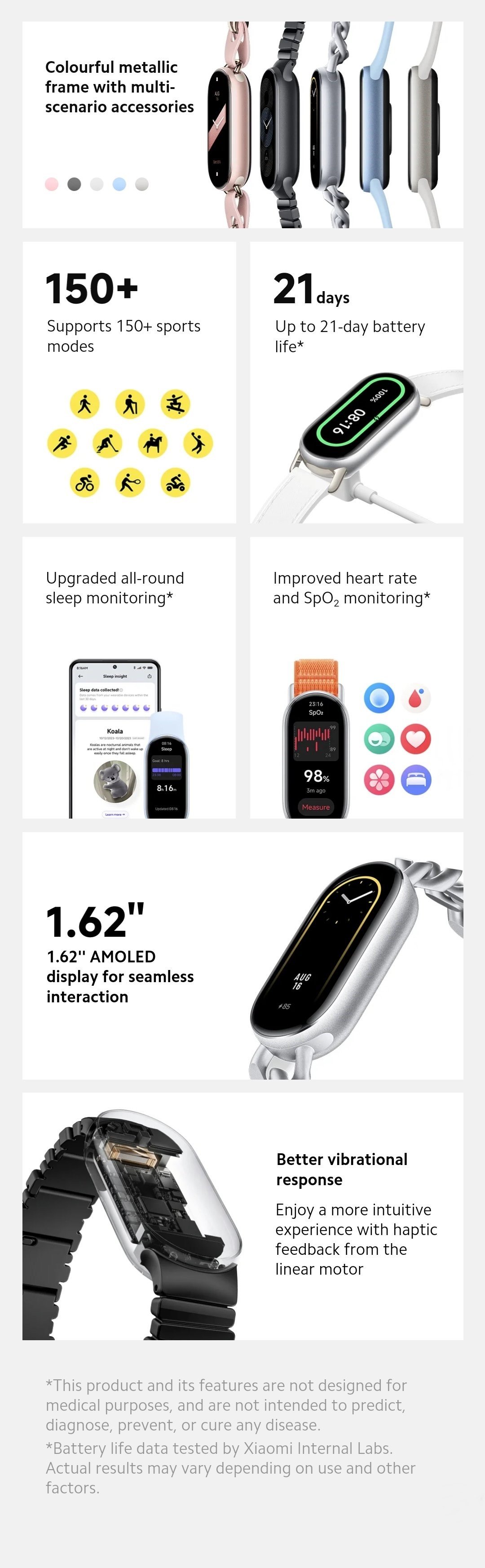 Xiaomi Smart Band 9 Amoled display Metal frame Fitness Tracker