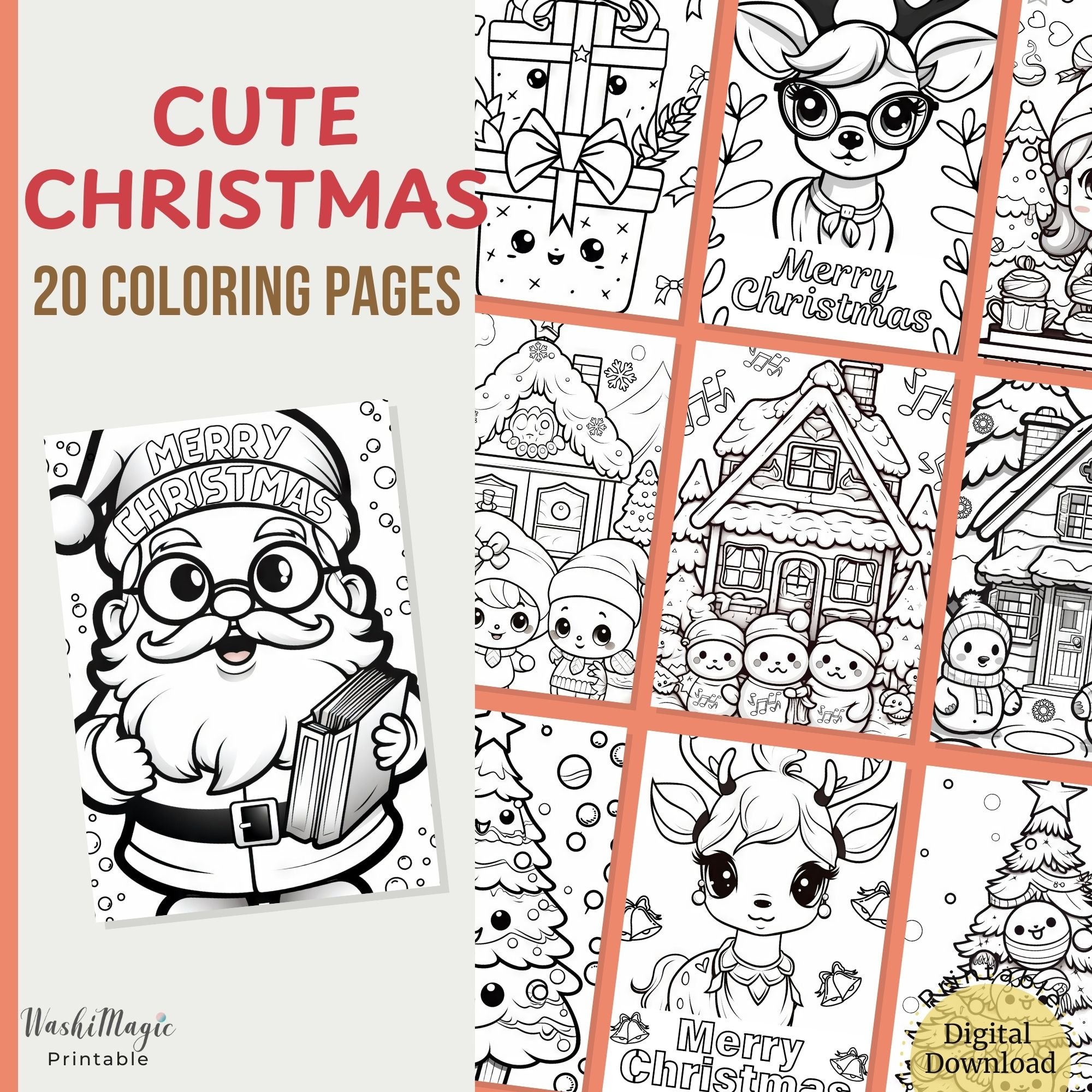 Fun Festive Cute Christmas Coloring Pages for Kids Printable, Cute Kids ...
