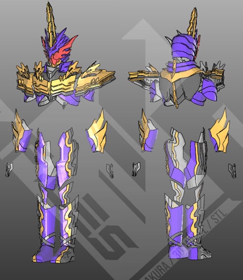 Kamen Rider Jou Dragon Pepakura cosplay template patterns