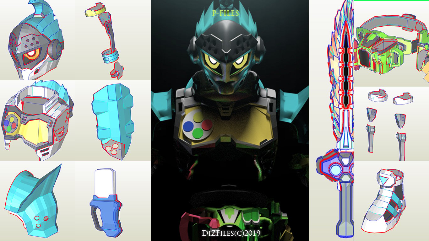 Kamen Rider Brave default pepakura foam patterns cosplay template