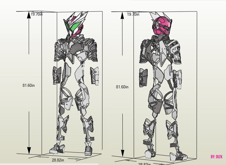 Kamen Rider Horobi and Jin Pepakura foam cosplay pattern template