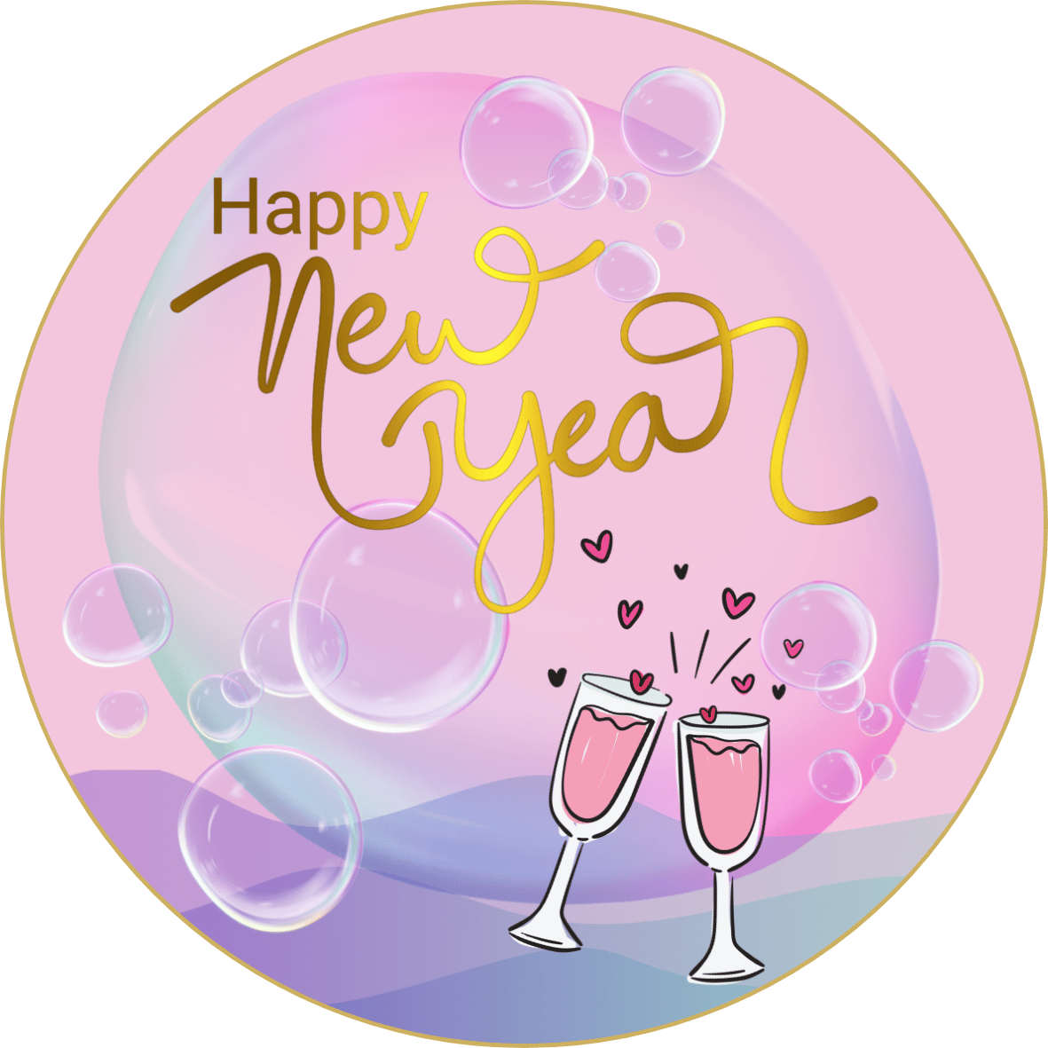 Customizable Cheers to Love Circle Sticker | Digital Canva Template. Design