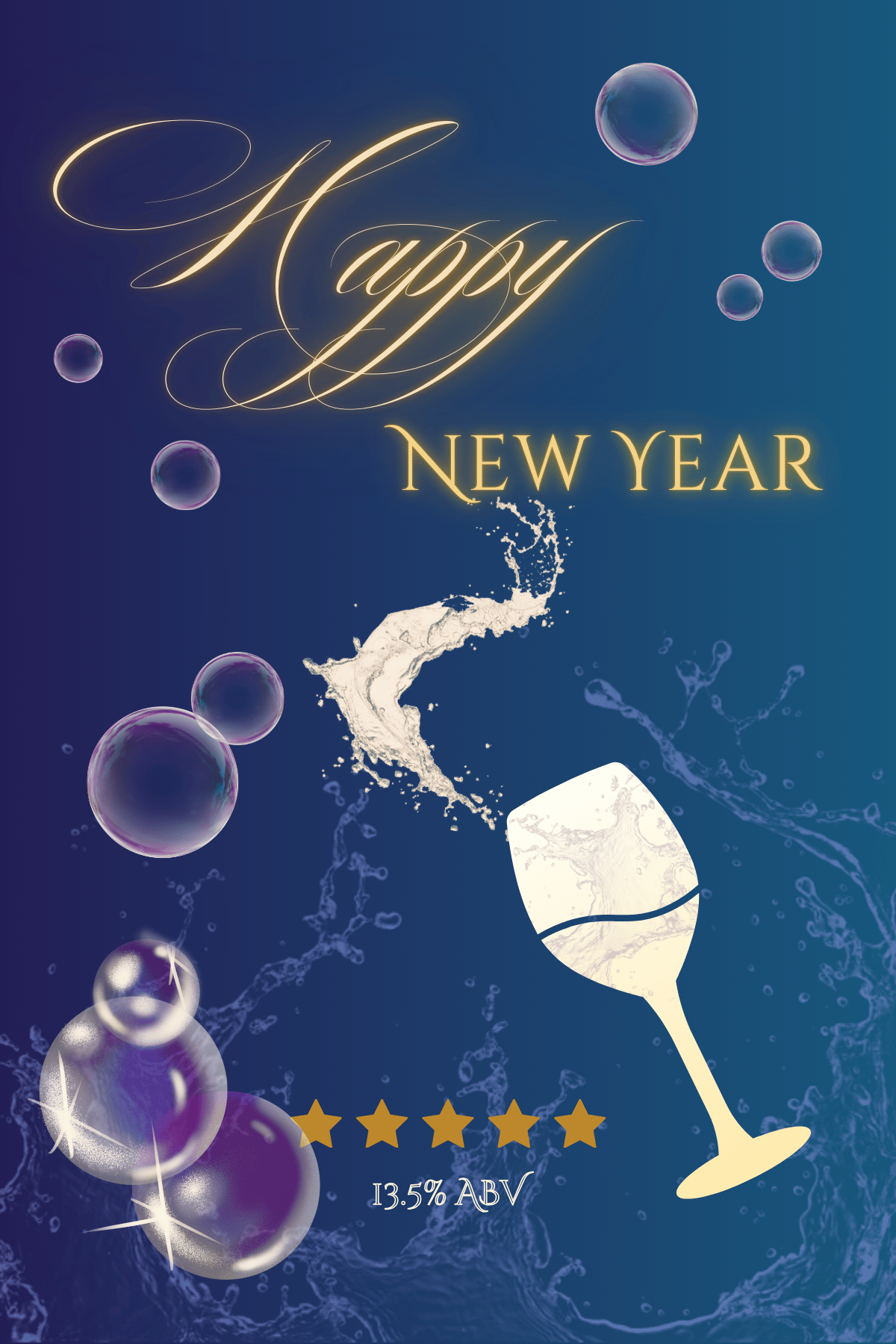 Customizable Elegant New Year Toast Sticker Label 4"x6" | Digital Canva Template. Design