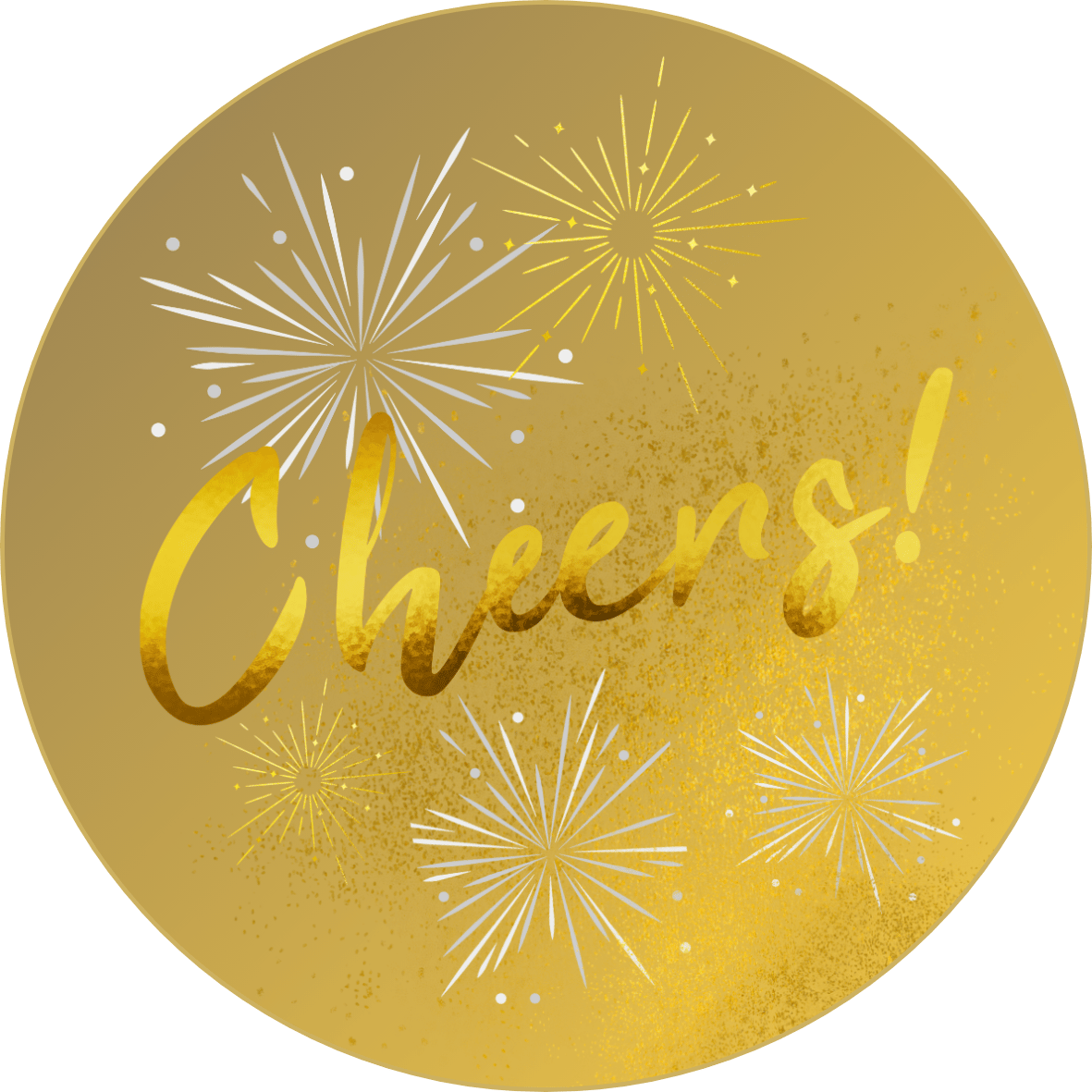 Customizable Bold Cheers Celebration Circle Sticker | Digital Canva Template. Design