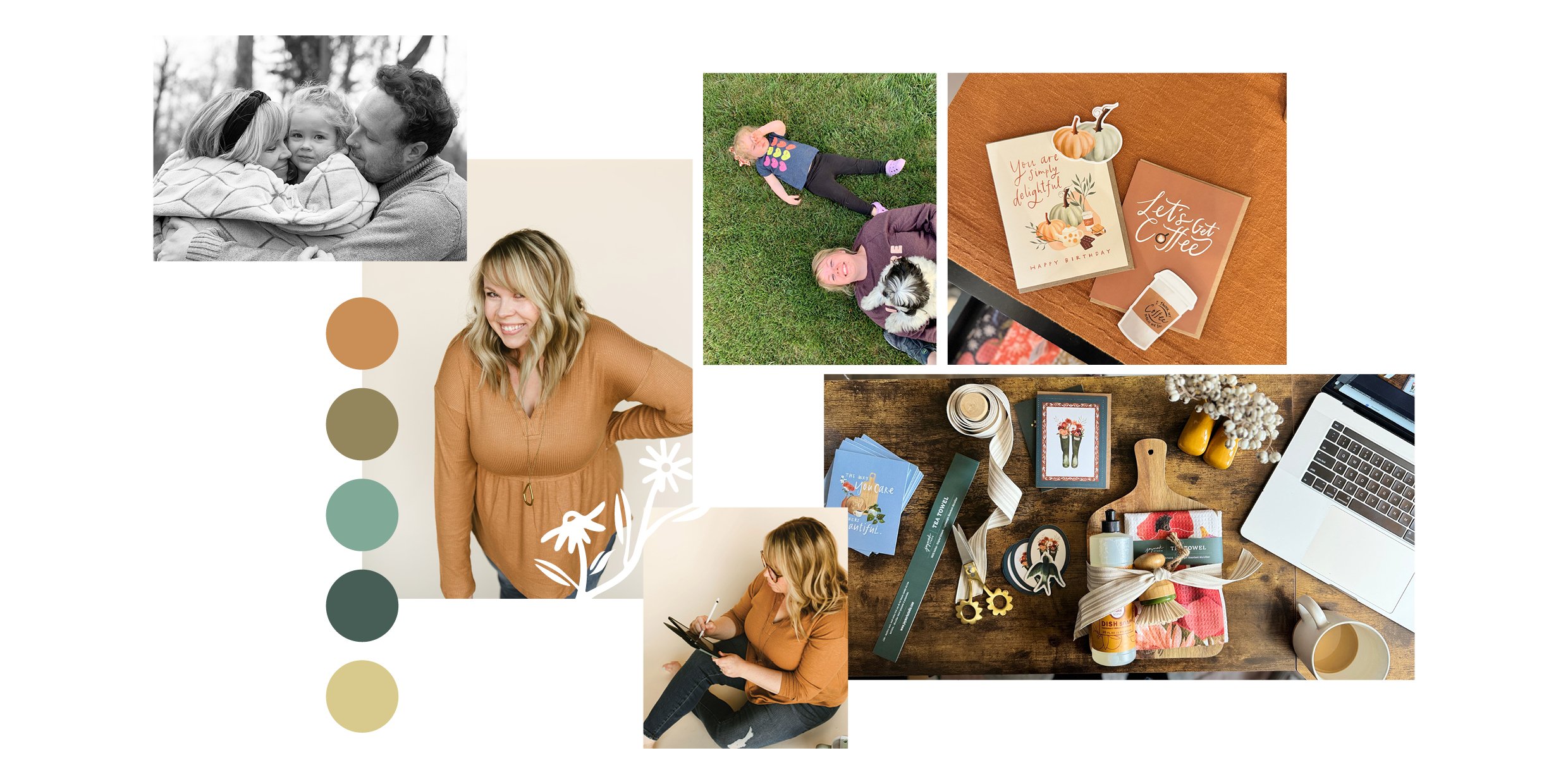 Photos from about me section for stationery designer, digital artist, and owner of Joymark Studio