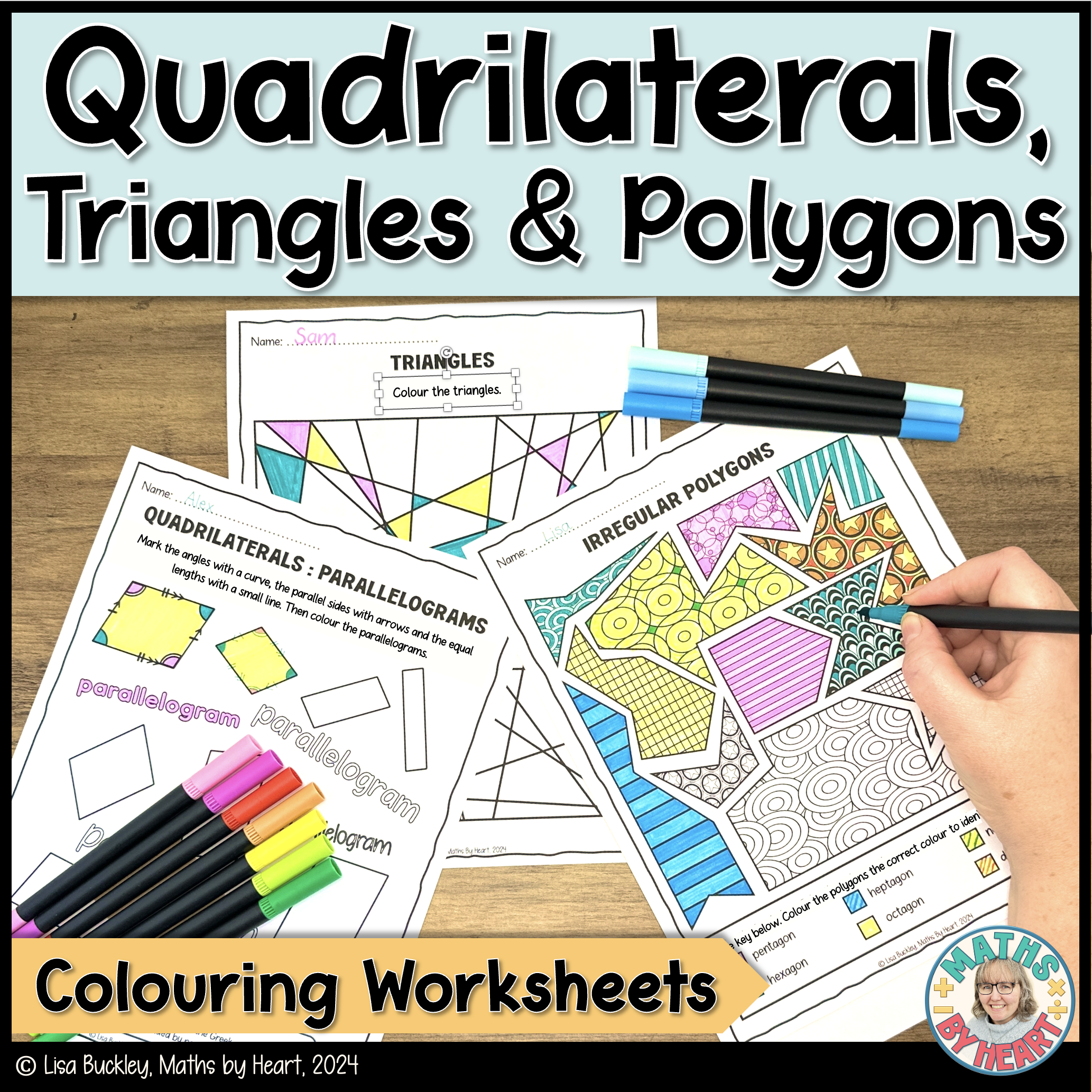 Lucky to Learn Math - 2D Shapes - Lesson 8.2 - Independent Practice -  Missing in Space - Lucky Little Learners, image size:2066x2066