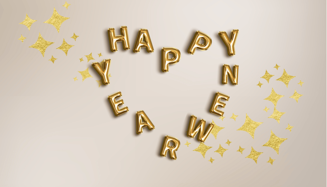 Customizable Heart-Shaped New Year Balloons Gift/Favor Tag| Digital Canva Template. Front design