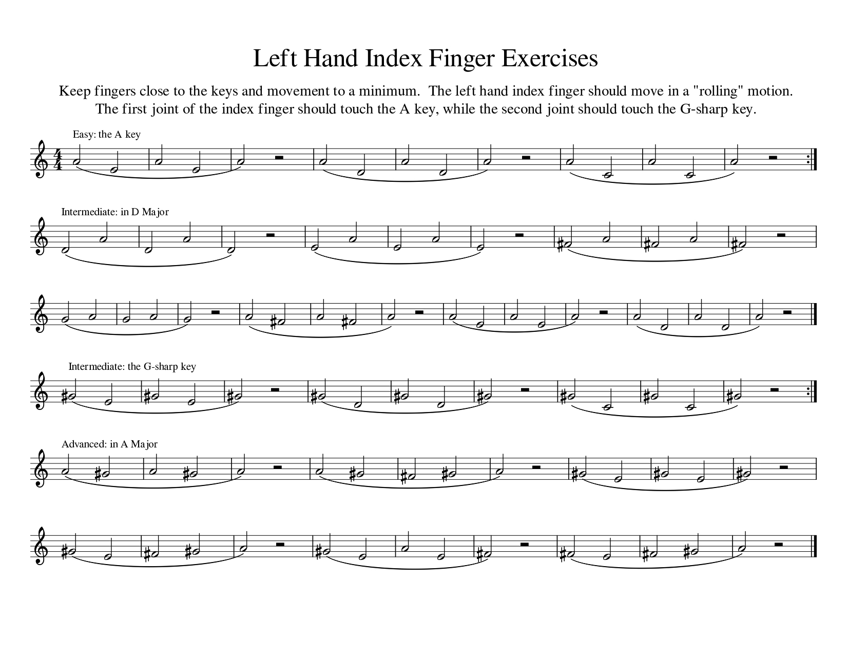 Left Hand Index Finger Exercises for Clarinet - Payhip