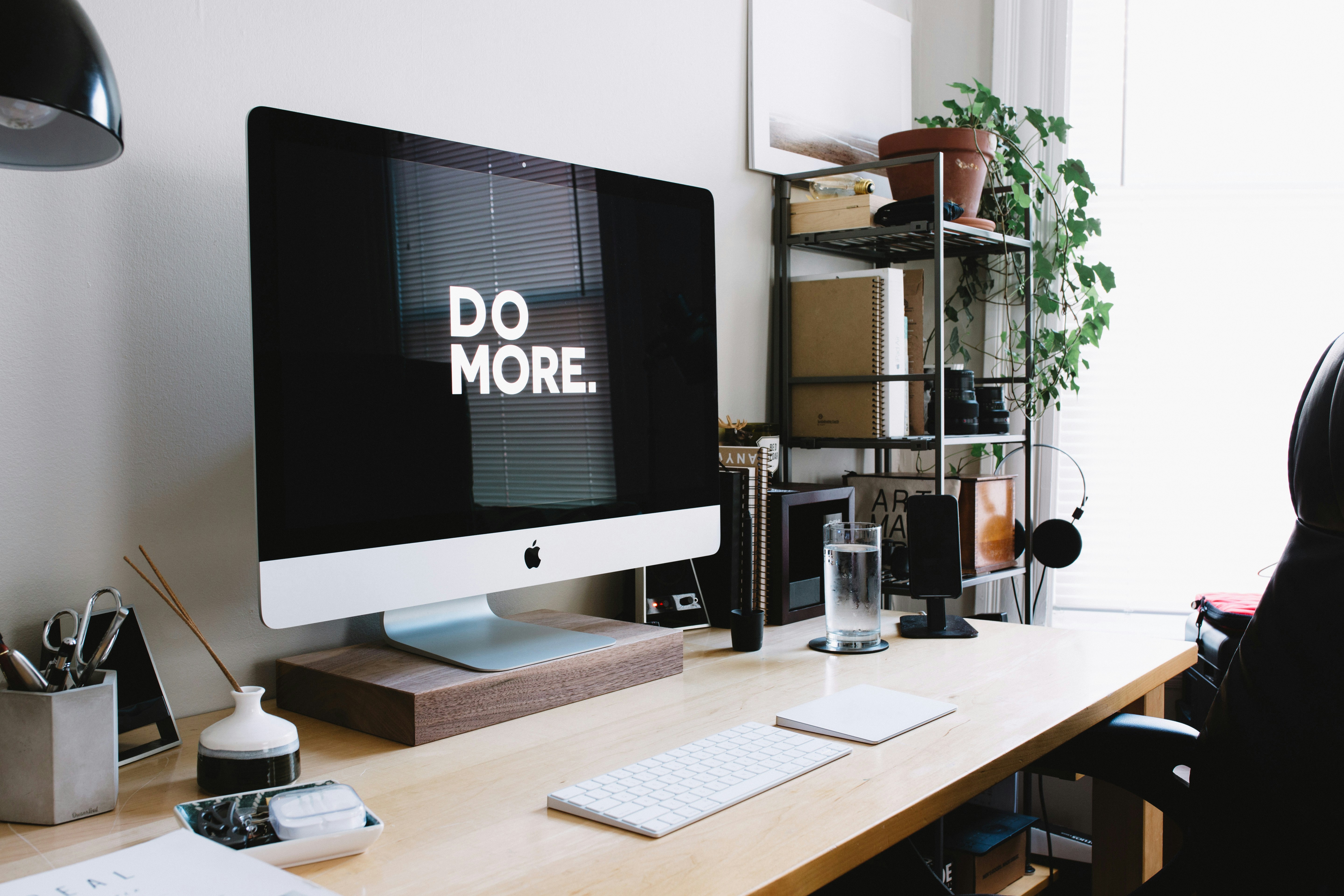 Desk with computer