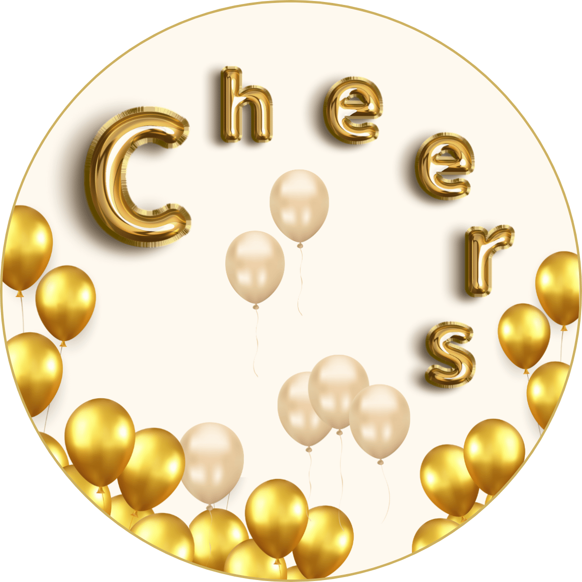 Customizable Cheers Celebration Balloons Circle Sticker | Digital Canva Template. Design
