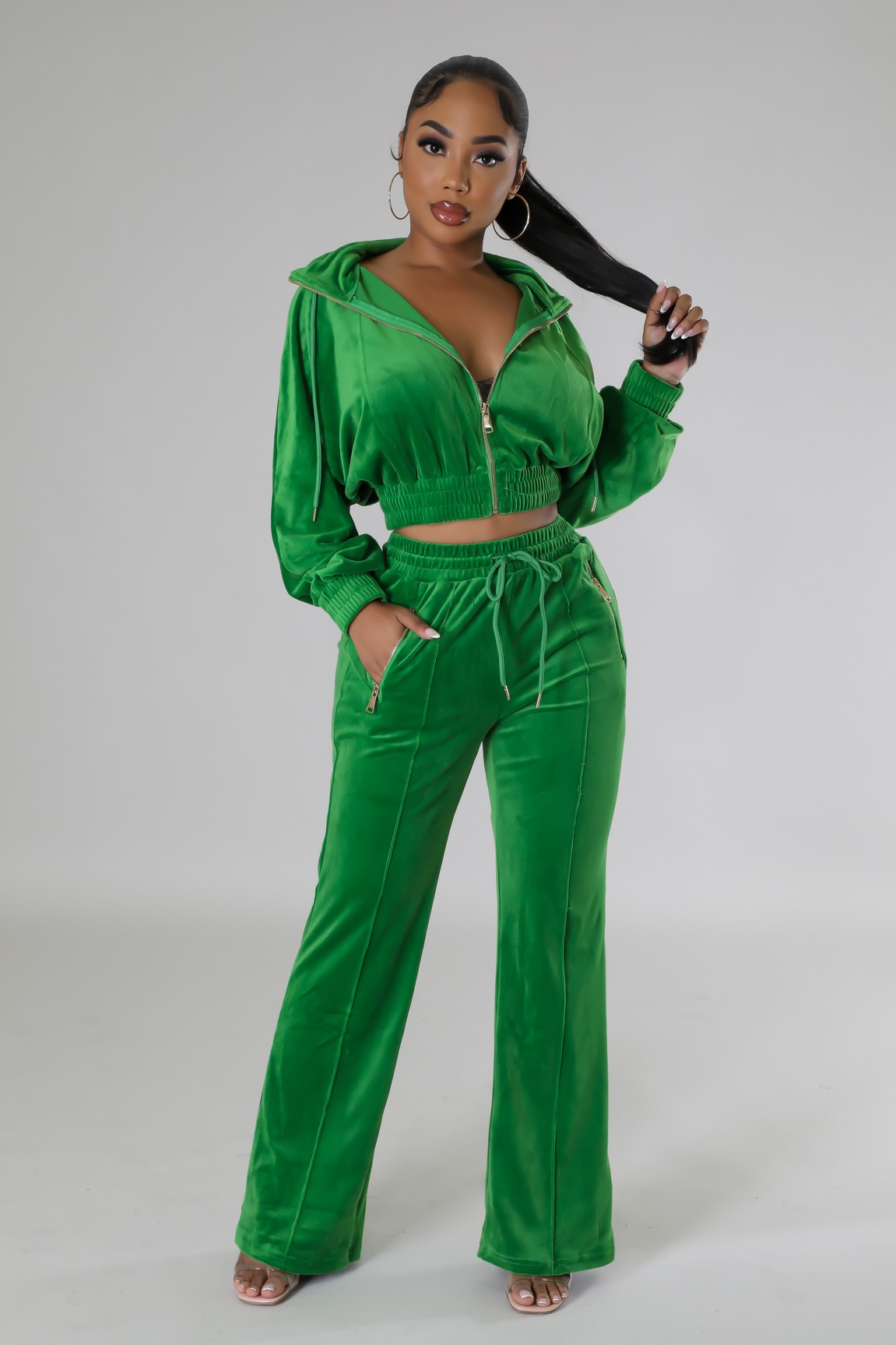 Cropped Jacket Stretch Pant Set with - Payhip