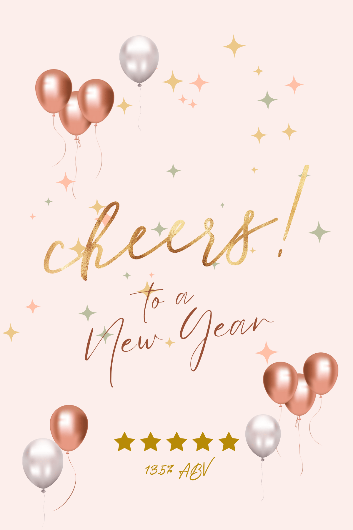 Customizable Cheers to New Year Celebration Sticker Label 4"x6" | Digital Canva Template. Design