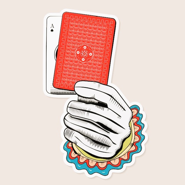 Ilustración casino-mano joker-carta as