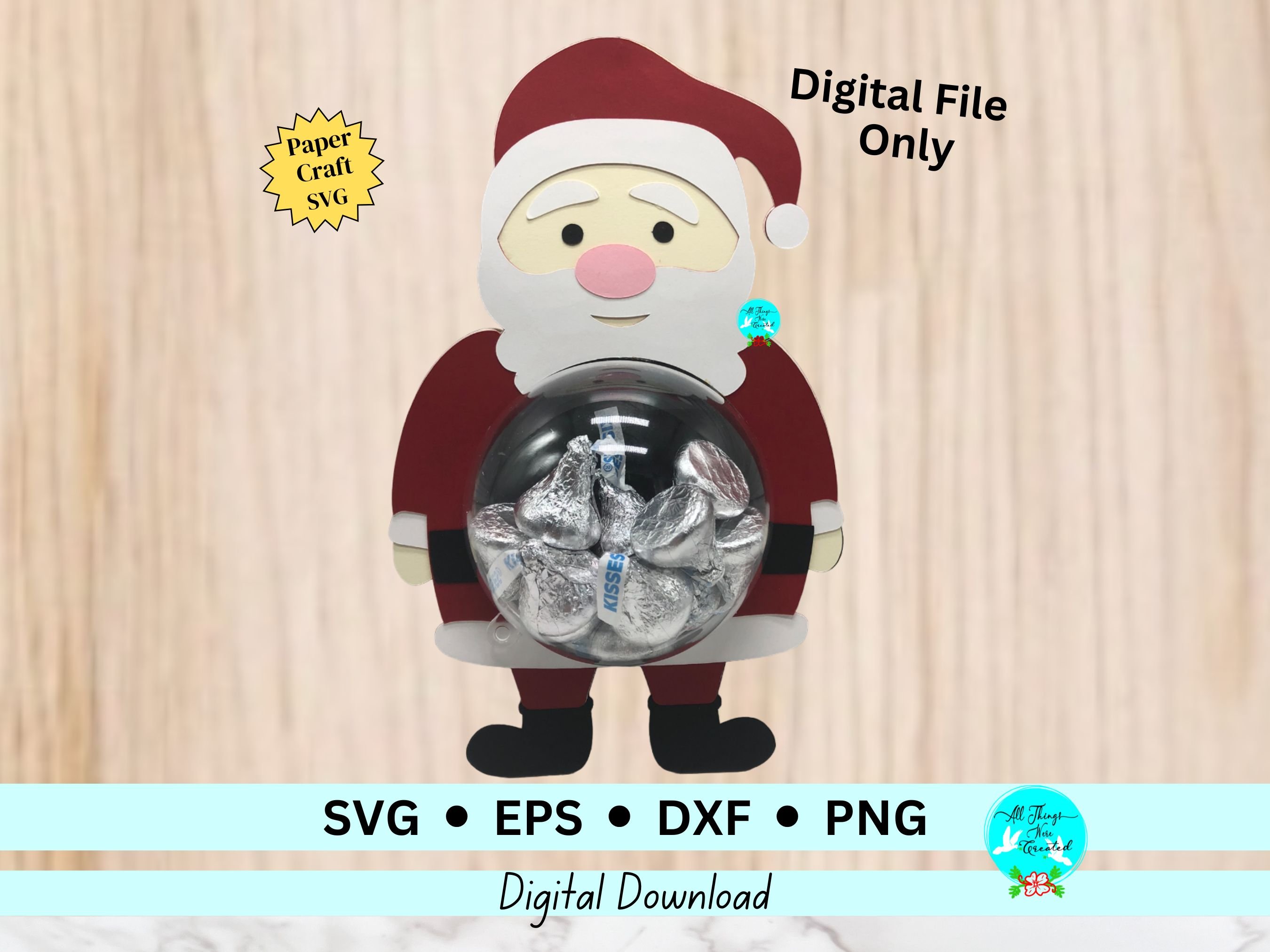 Stuffer Svg Christmas Santa Claus Candy Dome with Opening Mechanism DIGITAL svg Cut ...