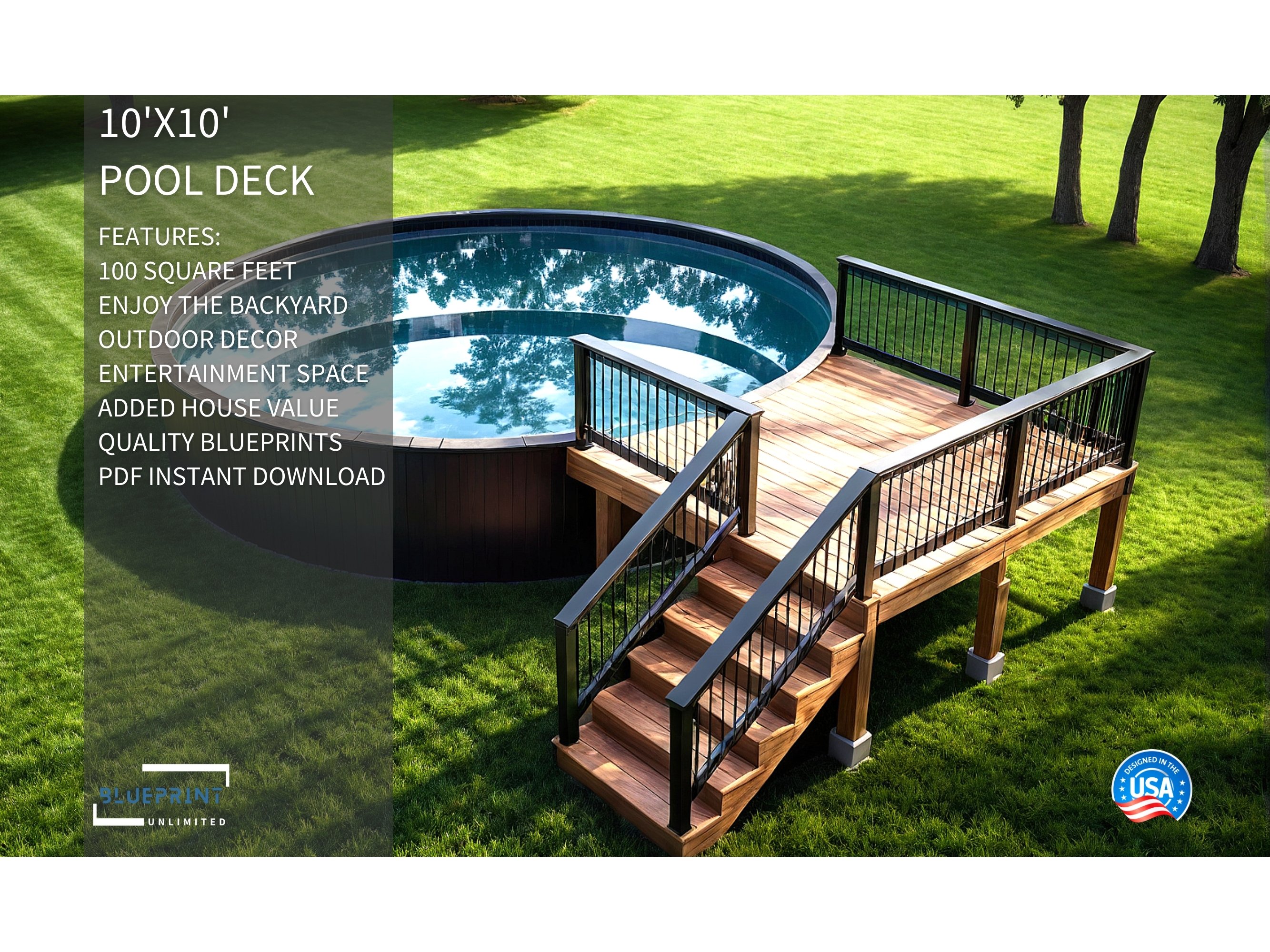 Pool Deck Plans 10x10 for Construction and Permit