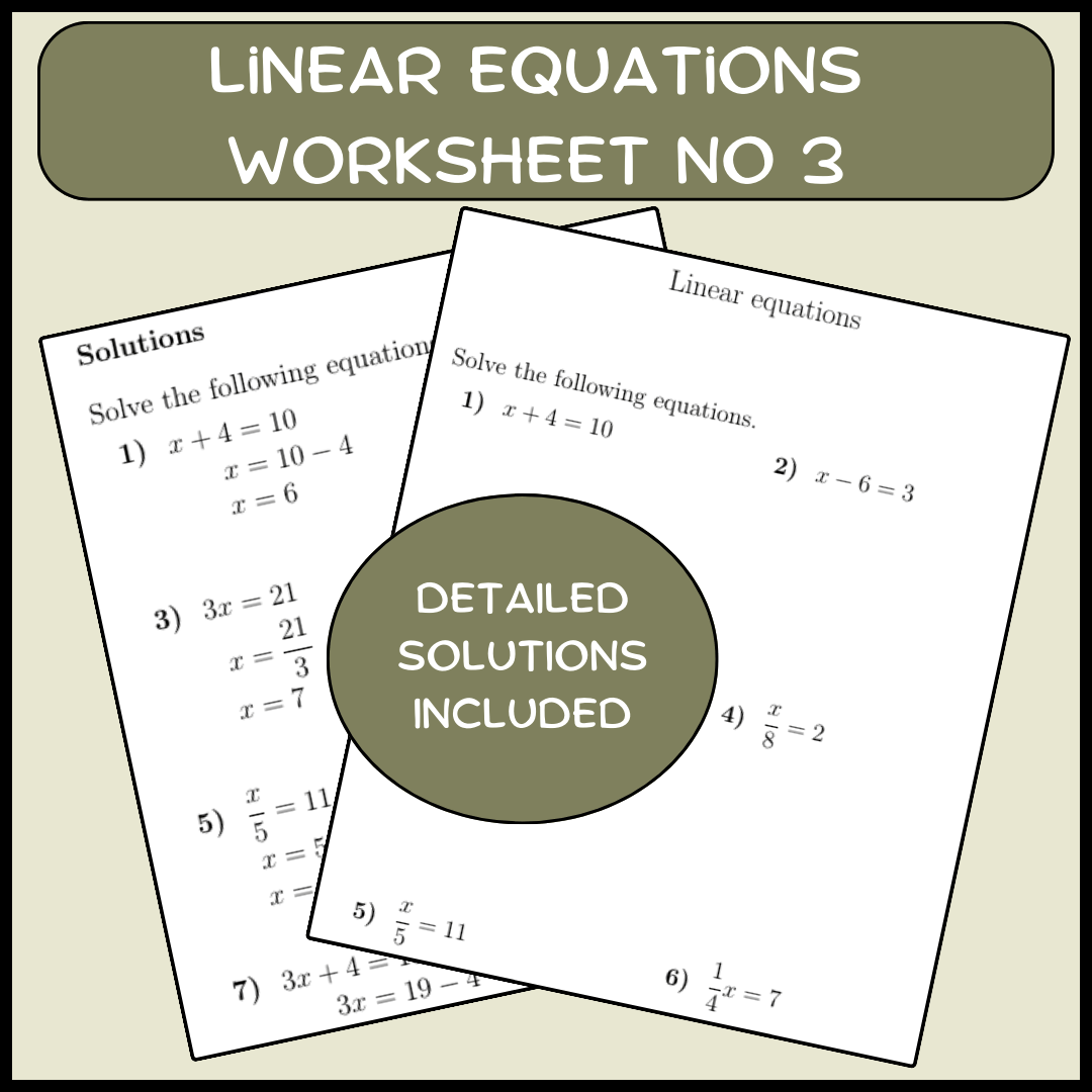 Linear Equations Worksheet With Answers
