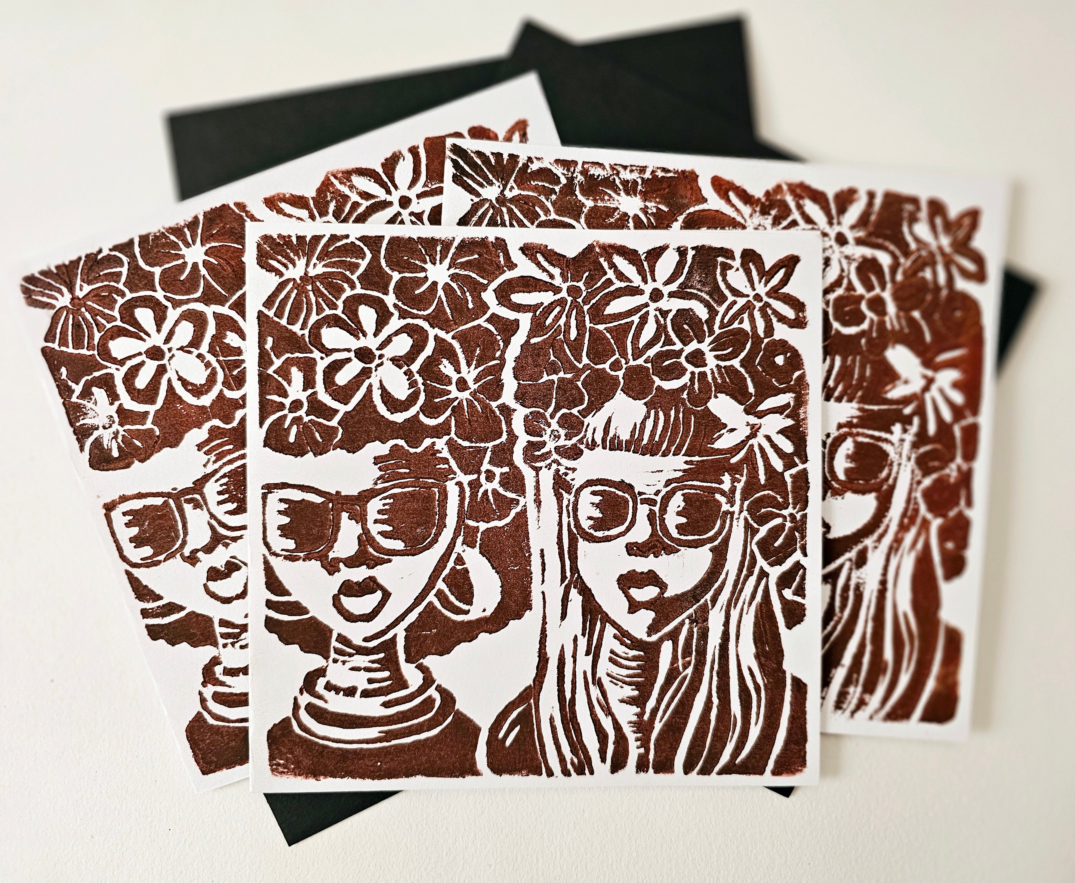 Note Cards Lin's Free Spirit Linocut Note Cards