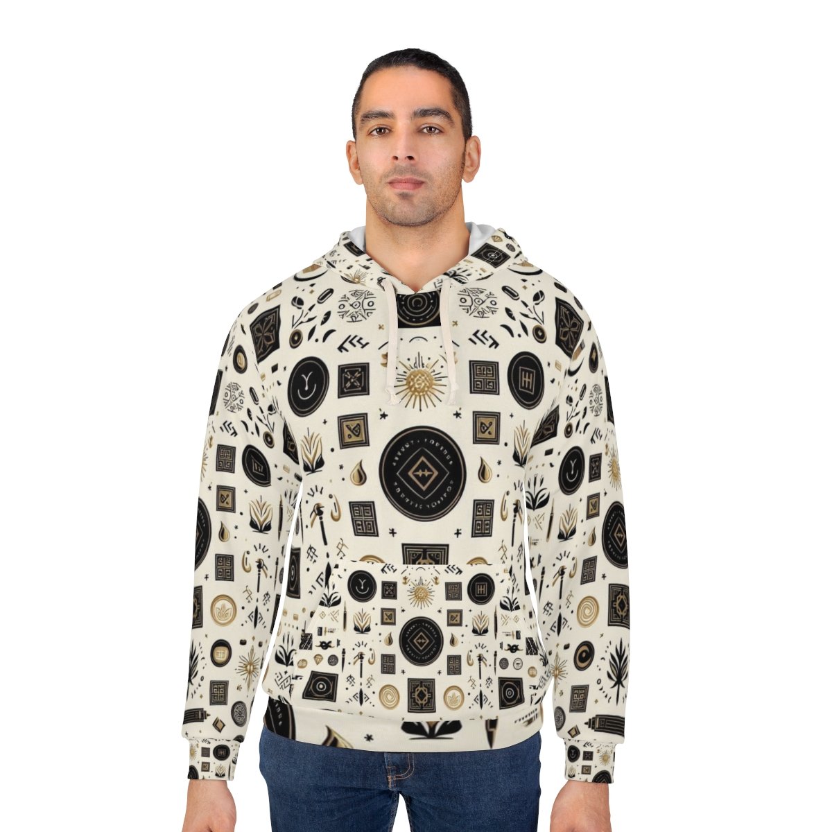 A repeating pattern featuring minimalist monograms