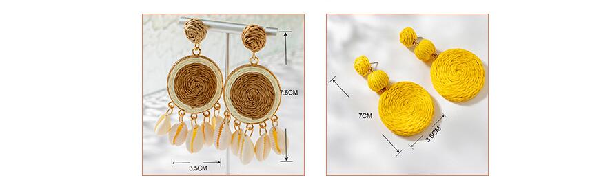 Beautiful Yellow Woven Lafite Earrings for Tourism and Vacation