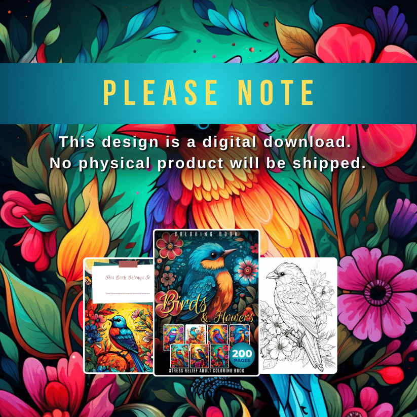 Adult Coloring Book Birds and Flowers - Warong Buku, eBook