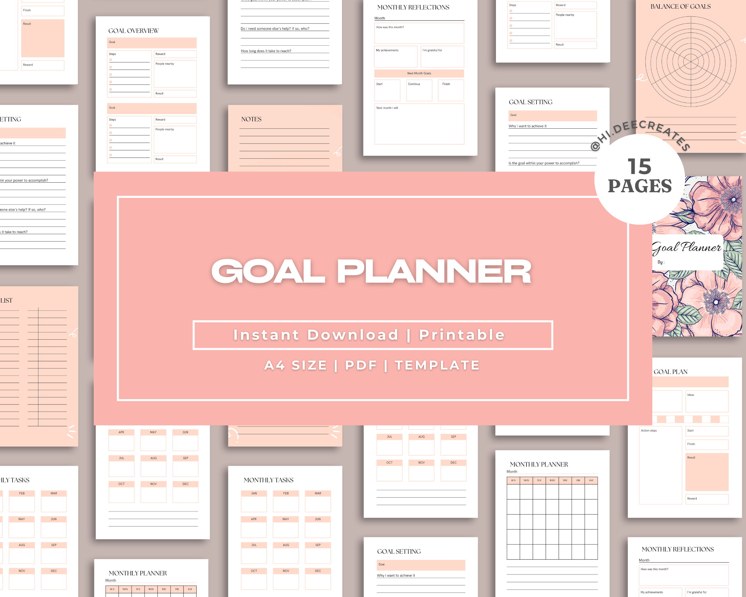 Goal Planner | Printable PDF & Editable Templates - Payhip