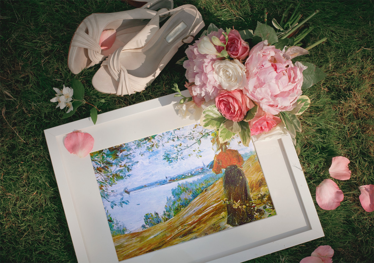 Pintura óleo, retrato y paisaje-regalo de boda