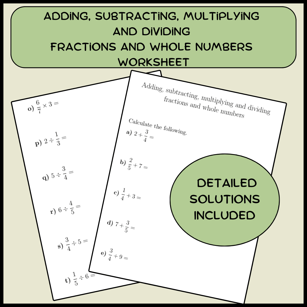 Adding Subtracting Multiplying And Dividing Fractions Worksheets With ...