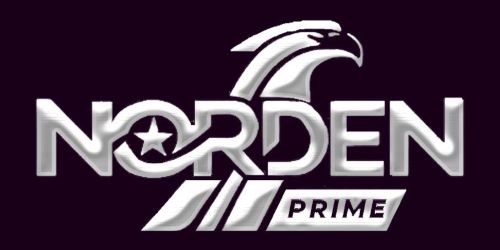 This image features the white version of the Norden Prime website logo, designed with a combination mark style. The logo represents the Norden Prime brand, which focuses on providing solutions for individuals seeking a mindshift and improvement in their decision-making skills.