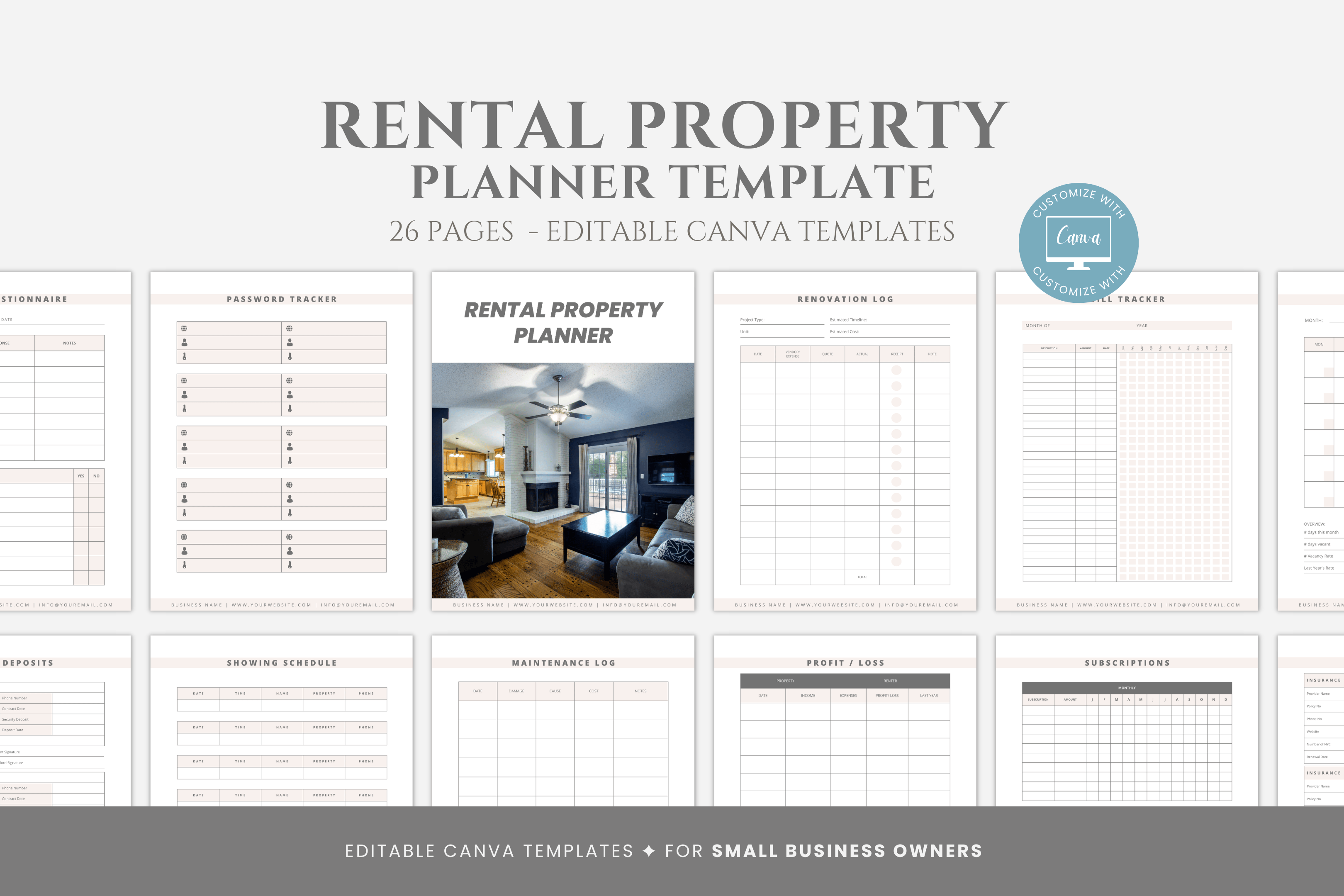 Editable Rental Property Planner Template, Landlord Planner Template ...
