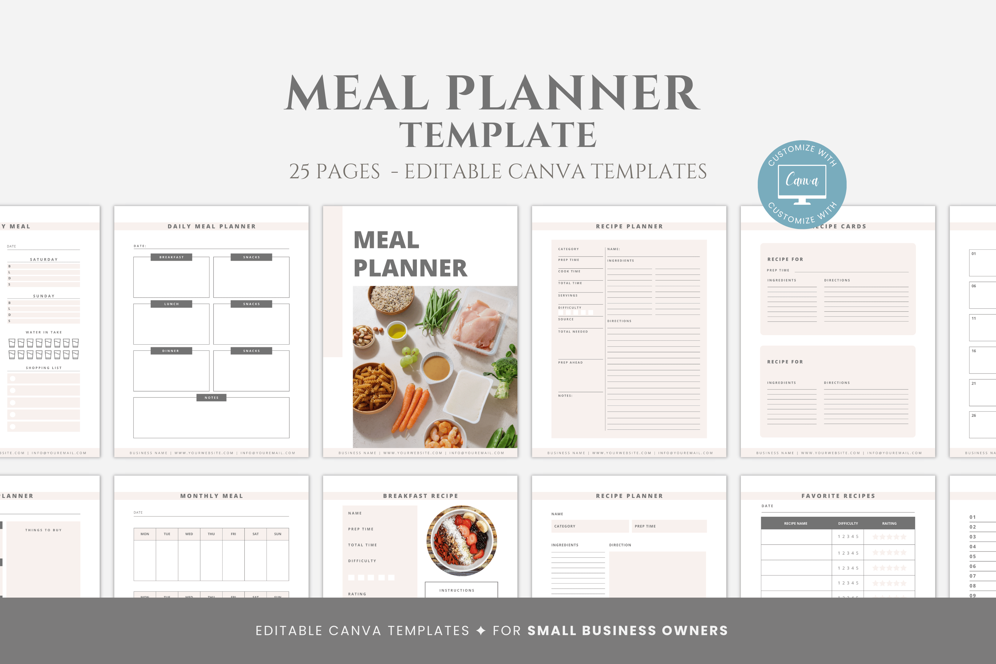 Meal Format Editable Meal Planner Template, Weekly Meal Planner, Diet Planner ...
