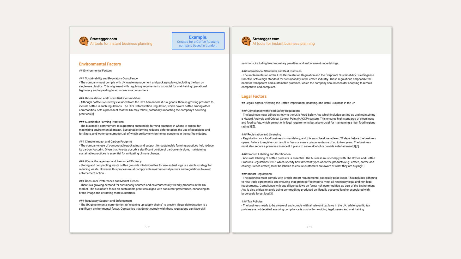 Example of a PESTEL analysis generated by Strategger.com's AI-powered Business Analysis Generator. This image showcases key insights into political, economic, social, technological, environmental, and legal factors, demonstrating how the tool provides quick, automated, and data-driven business analysis. Strategger.com’s AI technology helps businesses streamline strategic planning, enhance decision-making, and drive growth with tailored, actionable insights."  Keywords List (for SEO purposes):  PESTEL analysis generator AI-driven business analysis Business strategy tool Automated PESTEL analysis AI business insights Strategic planning tool Data-driven decision making Tailored business analysis PESTEL analysis example Business planning automation Growth strategy Business performance analysis AI-powered business tools Business insights software
