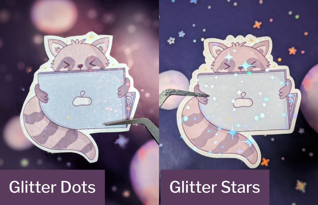 Gliter dots and glitter stars finish variations