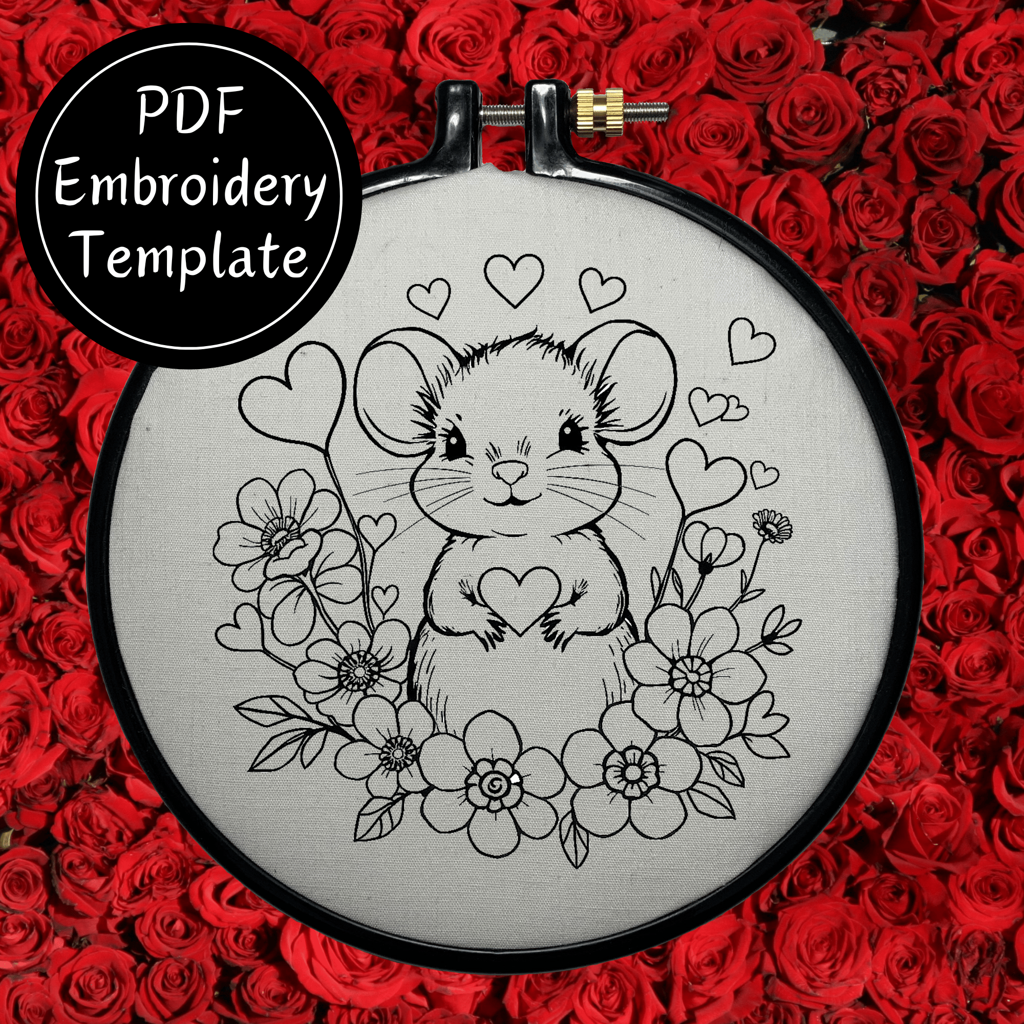 Valentine Mouse Hand Embroidery Pattern DIY Embroidery - Payhip