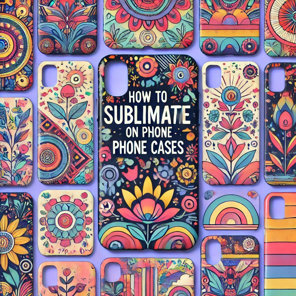 Image illustrating a step-by-step guide on how to sublimate on phone cases, featuring tools, materials, and techniques for creating vibrant and customized designs.