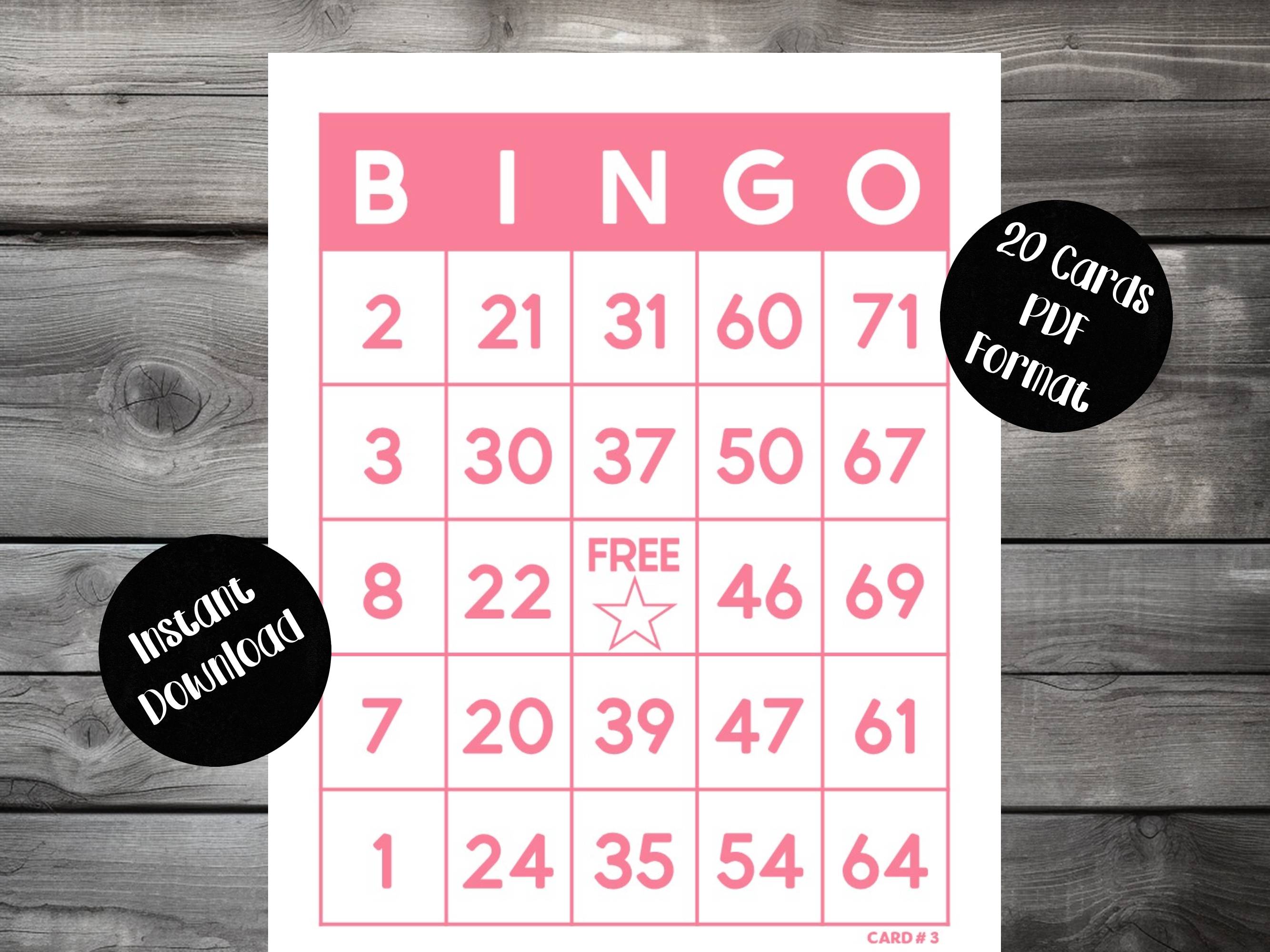 20 Pink Unique Printable Bingo Cards - Payhip