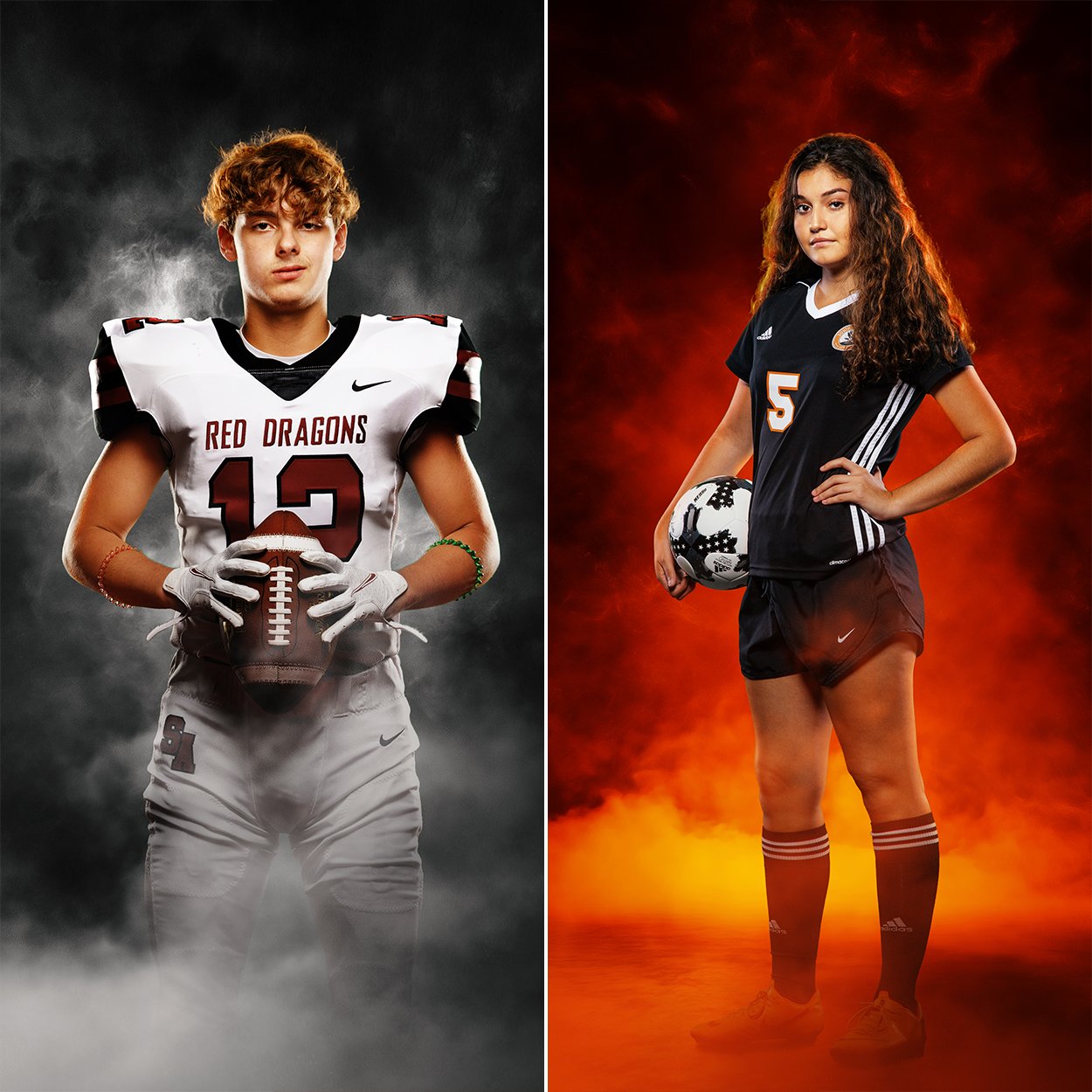 Smoke and Fog, Layered Photoshop Template, Digital Background, School, Sports, Team Photography, for Photographers, Realistic, Colors, Lights, Epic