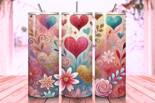 Creative Valentine's Day sublimation design ideas for 20oz tumblers, featuring romantic and vibrant graphics perfect for personalized and festive drinkware.