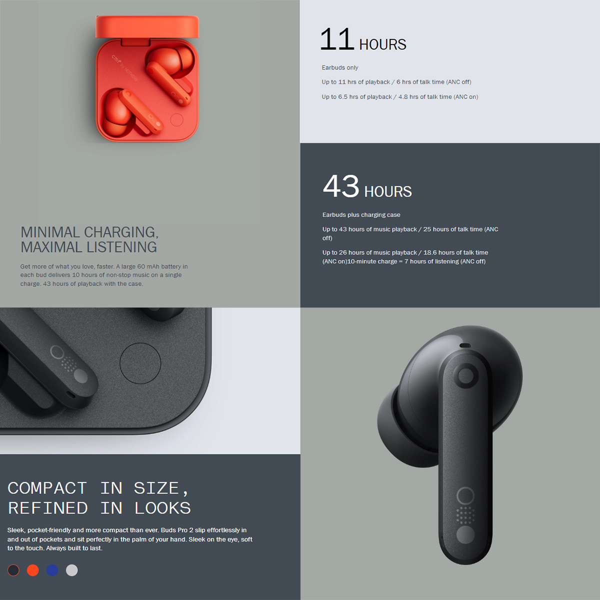 CMF by Nothing Buds Pro 2 Wireless Bluetooth Earbuds HiFi Sound Headphones