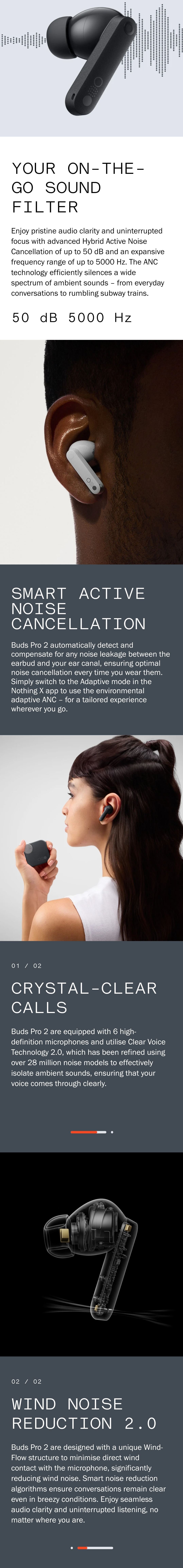 CMF by Nothing Buds Pro 2 Wireless Bluetooth Earbuds HiFi Sound Headphones