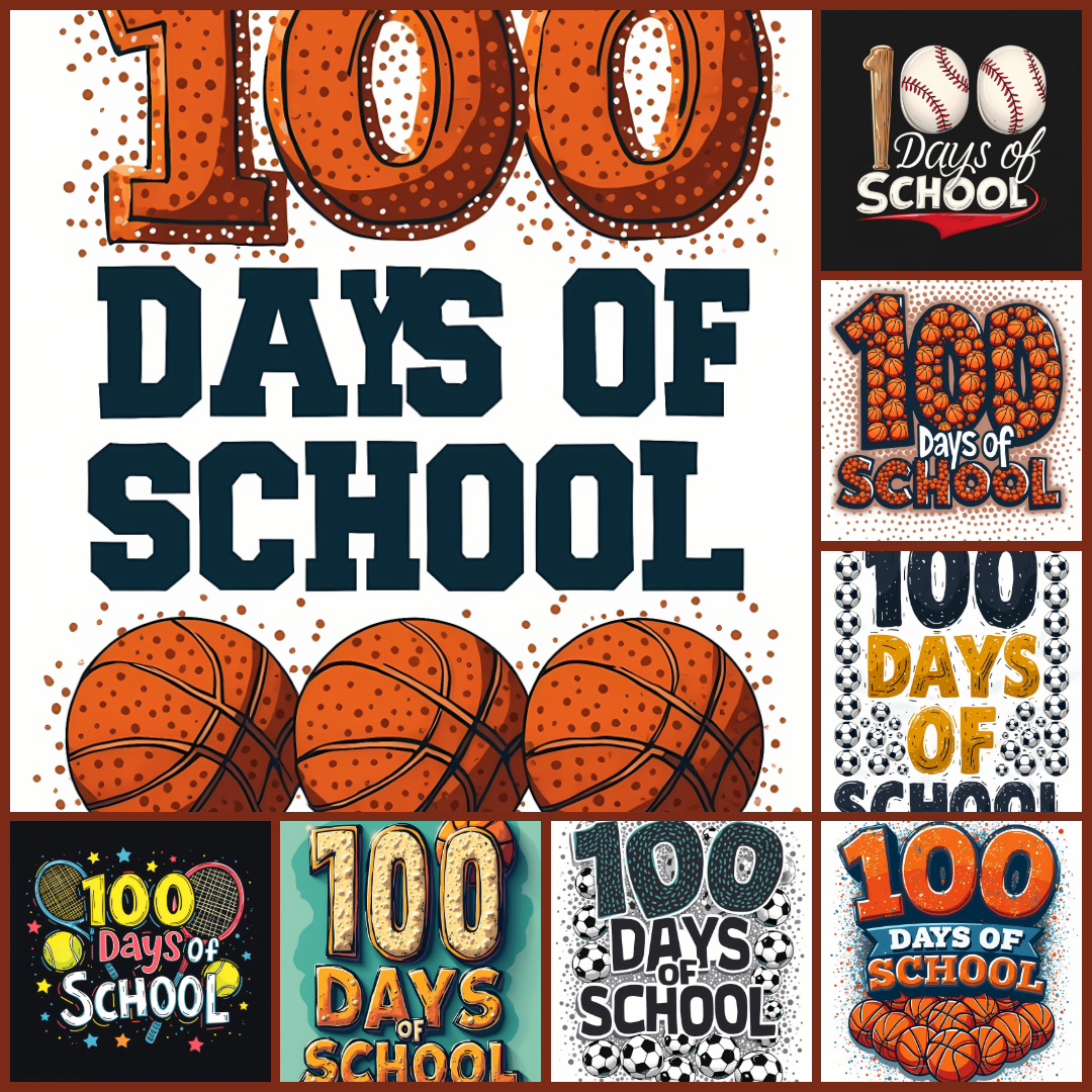 100 days of school, school milestone graphics, classroom celebration designs, 100th day party decor, vibrant school illustrations, educational clip art, teacher resources, playful school designs, student milestone art, festive school graphics