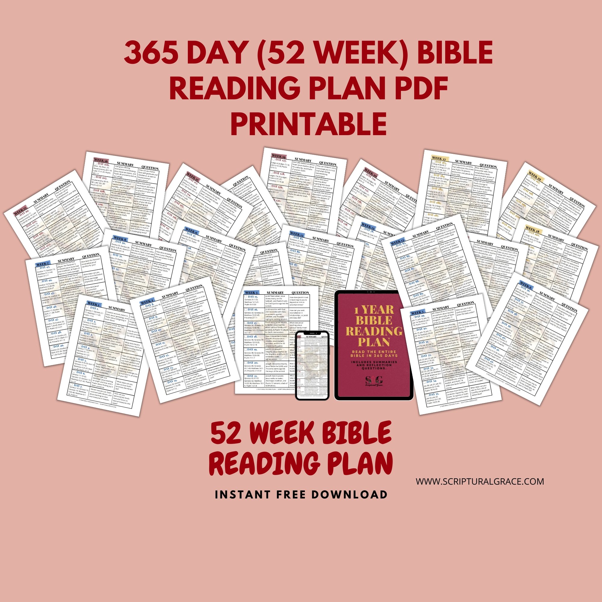 365 Day Bible Reading Plan PDF (Summaries & Reflection Questions) - Payhip for Printable 365 Day Bible Reading Plan Pdf Free