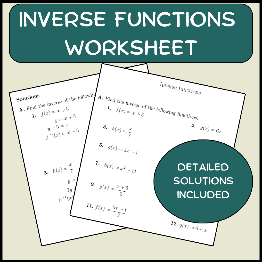 Inverse functions worksheet (with solutions)