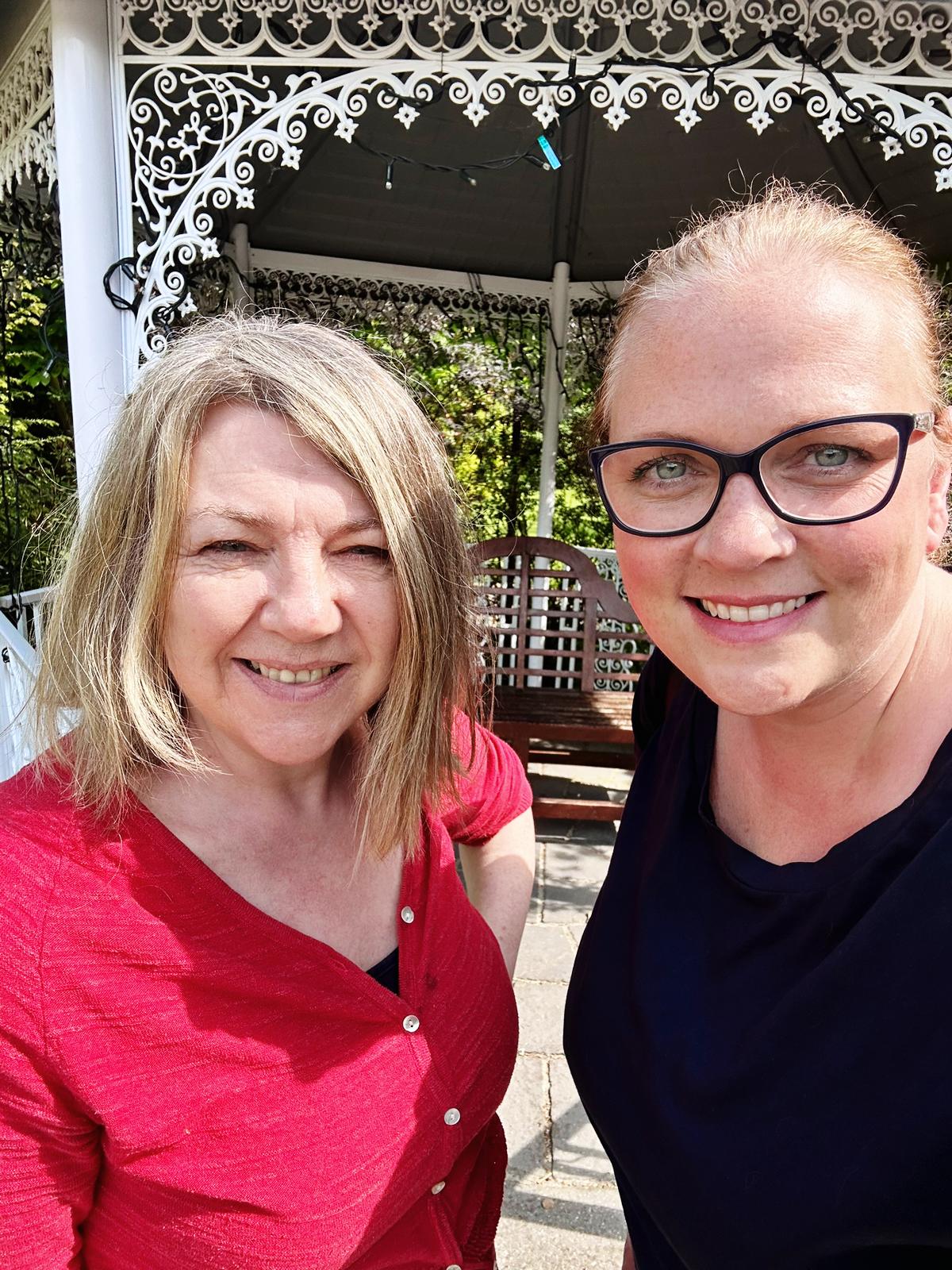 women, pagoda, glasses, smiles, guru circles