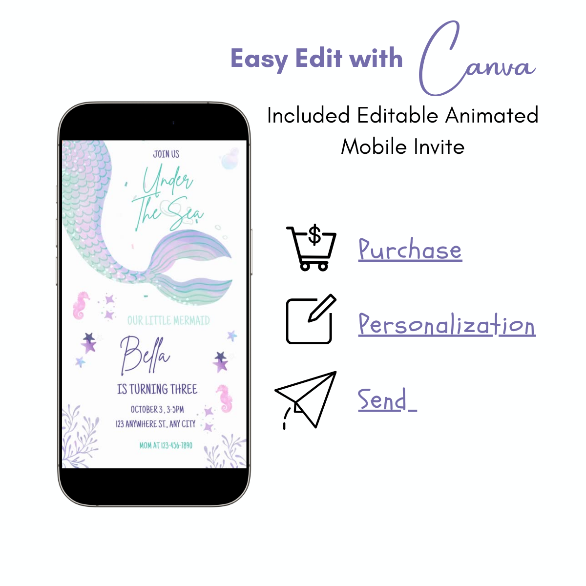 Animated Digital Girls Mermaid Sea Theme
