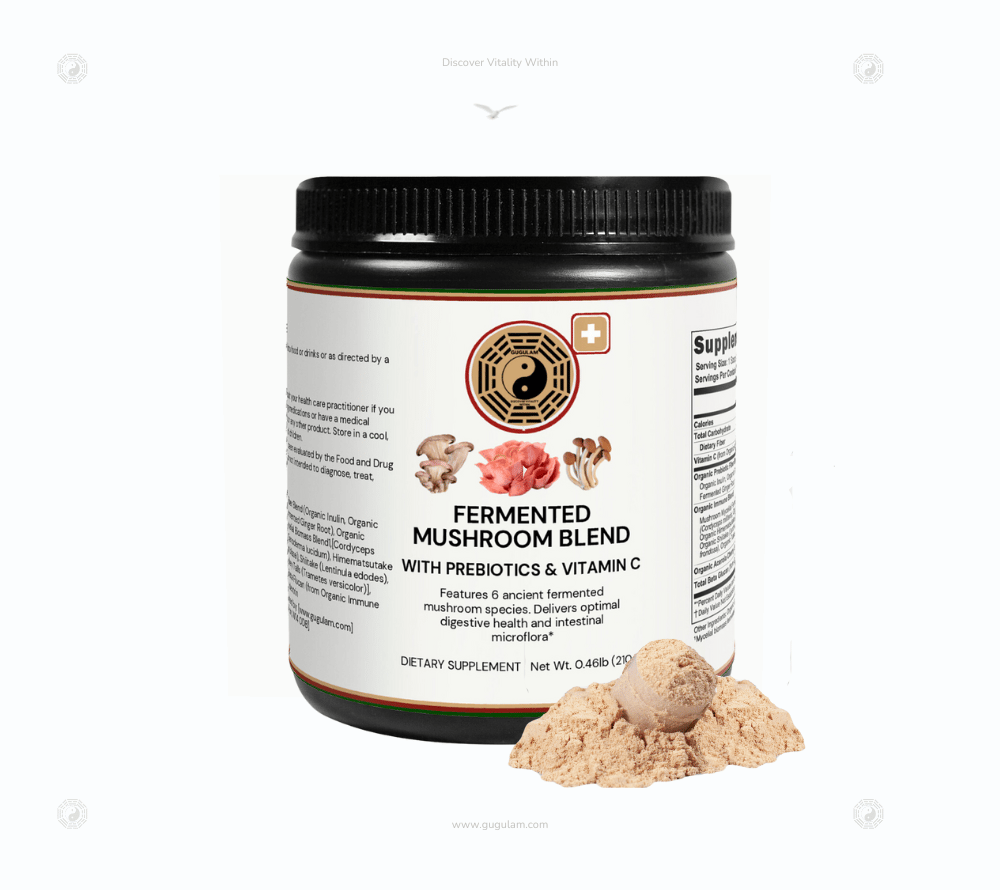 Fermented Mushroom Blend is a premium product featuring six different types of organically grown, fermented mushrooms in their full-spectrum state. This blend is designed to provide maximum bioavailability, digestion, and absorption.